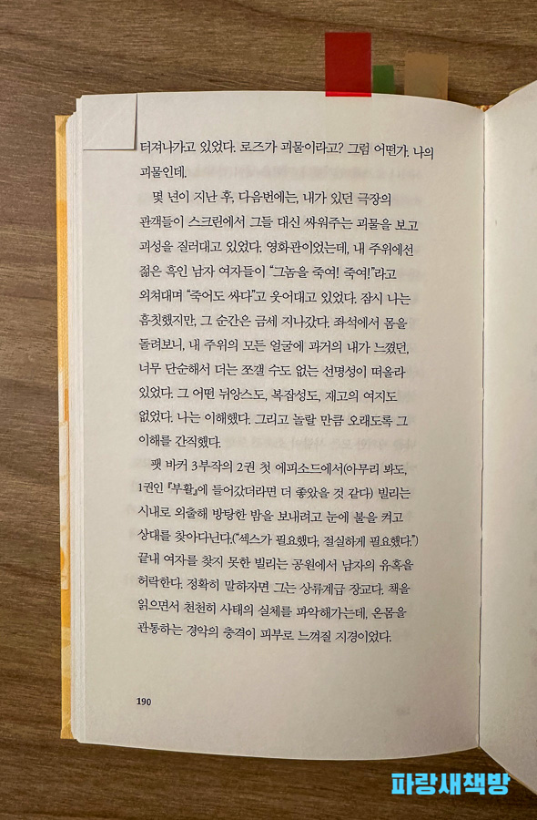 고닉이 극장에서 경험한 장면을 다룬 『끝나지 않은 일』 190페이지