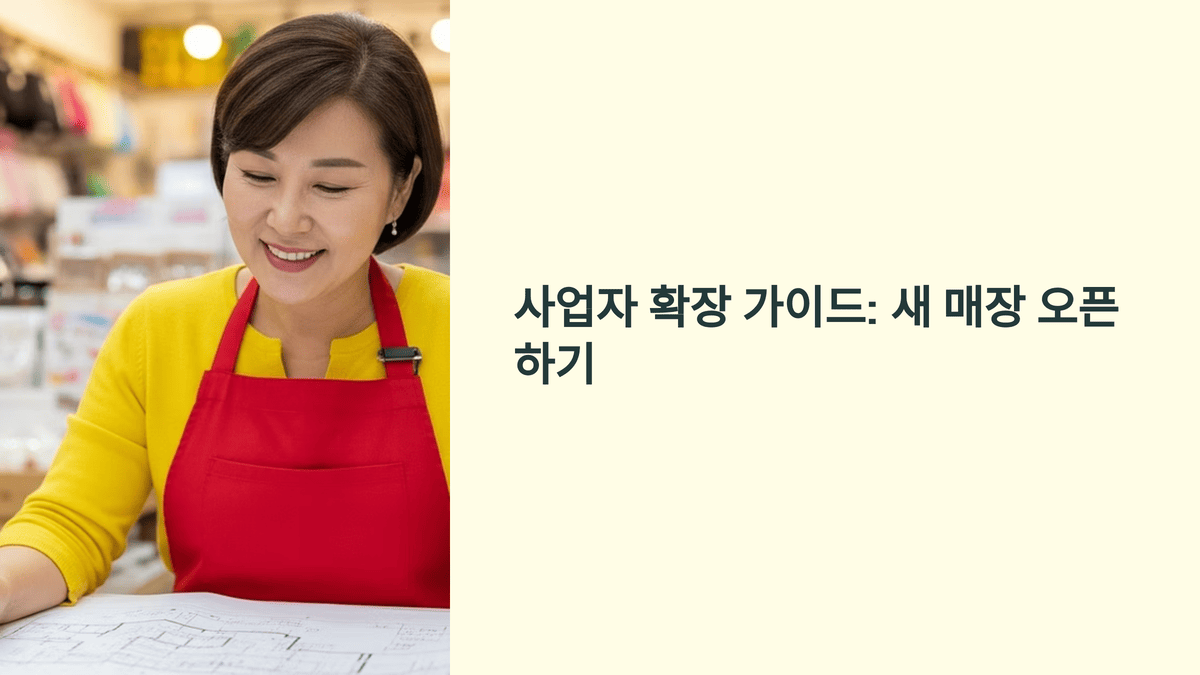 매장 도면을 보며 웃고 있는 앞치마 입은 여성 사업자