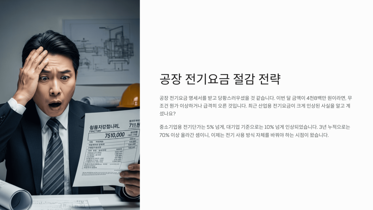 전기요금 고지서를 보고 놀란 표정을 짓는 정장 차림의 남성