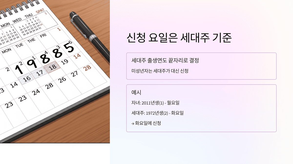 출생연도 끝자리에 따른 신청 요일제 표