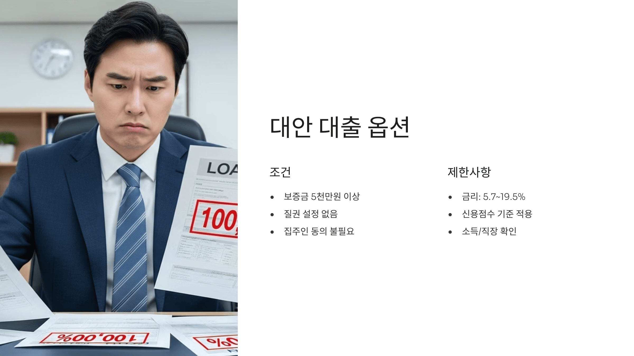 대출서류를 들고 심각한 표정을 짓고 있는 남성