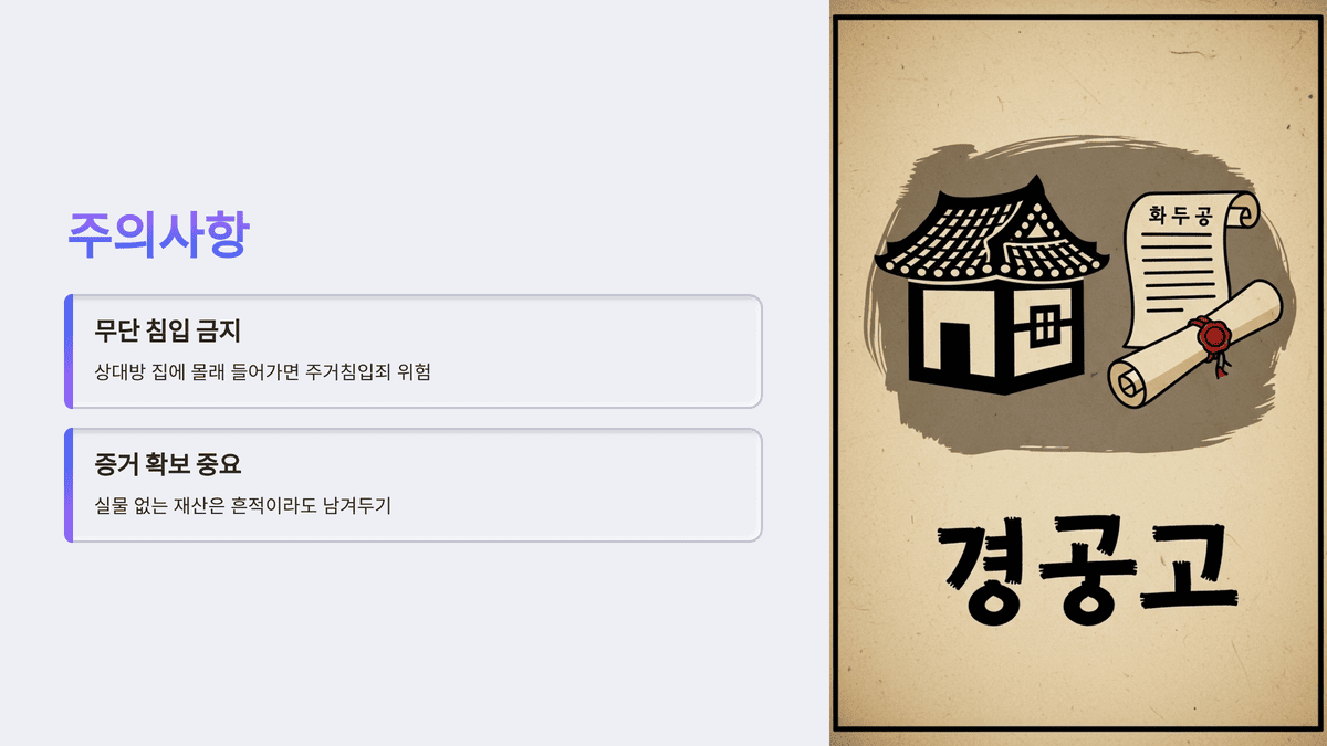 경고 포스터 스타일의 집 그림과 문서 아이콘