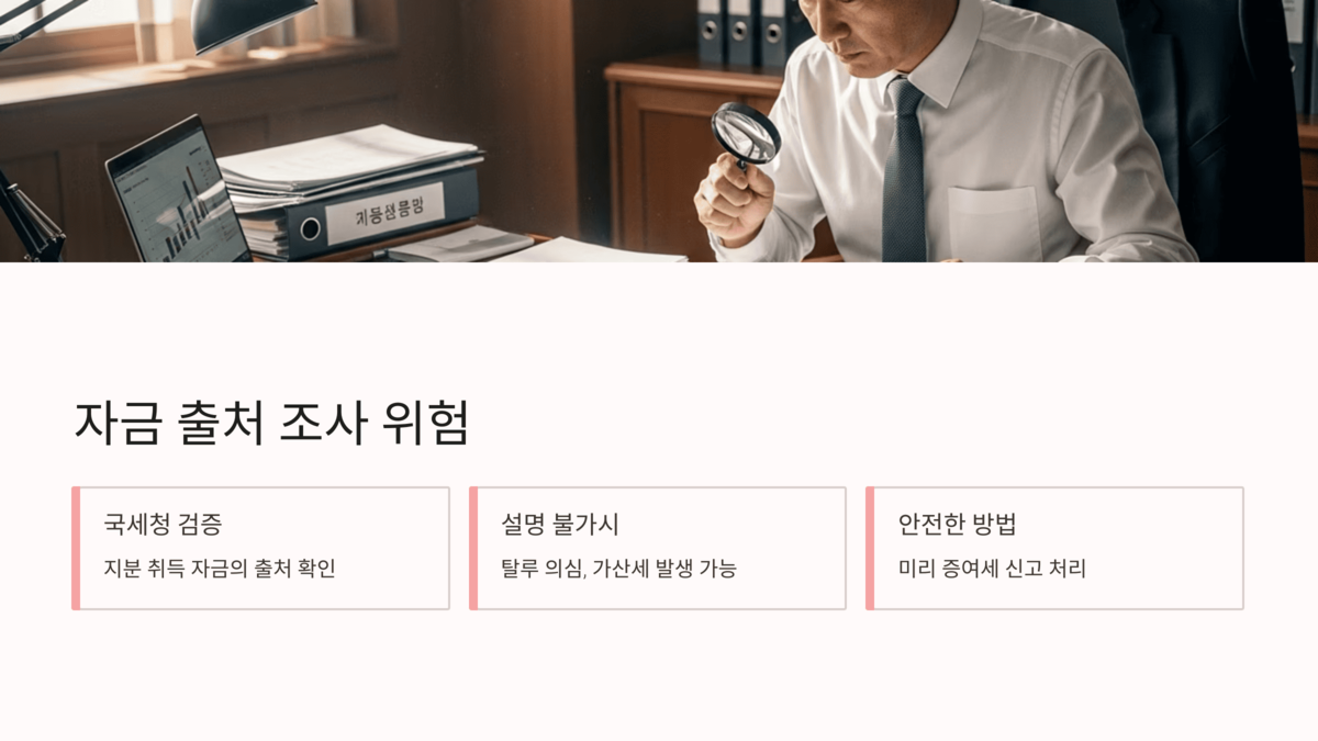 확대경으로 서류를 들여다보는 남성 세무조사관