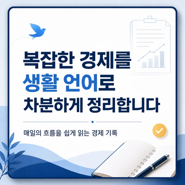 경제를 쉽게 정리하는 방법이라는 문구가 들어간 정사각형 사이드바 배너 이미지