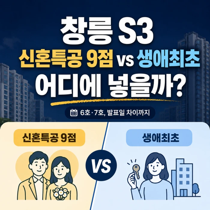 창릉 S3 신혼특공 9점과 생애최초 특별공급 선택 비교