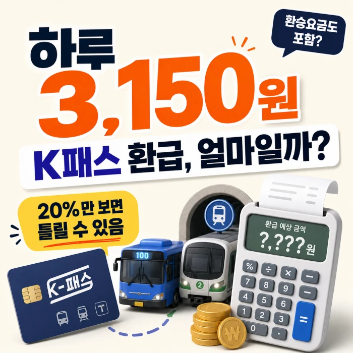 K패스 하루 교통비 3150원 환급금 계산과 환승요금 안내 이미지