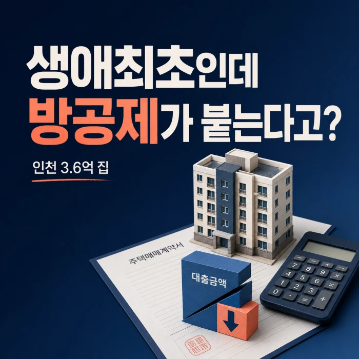 인천 3억 6천 집의 디딤돌대출 생애최초 방공제를 묻는 정사각형 이미지