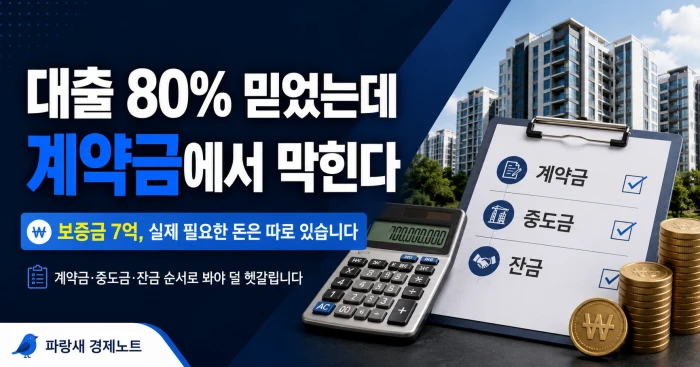 공공지원 민간임대 대출 80%와 계약금 중도금 잔금 준비 순서를 설명한 가로 이미지