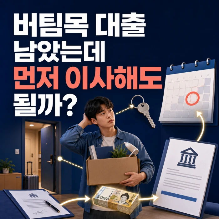 버팀목 전세자금대출이 남은 상태에서 먼저 이사해도 되는지 묻는 이미지