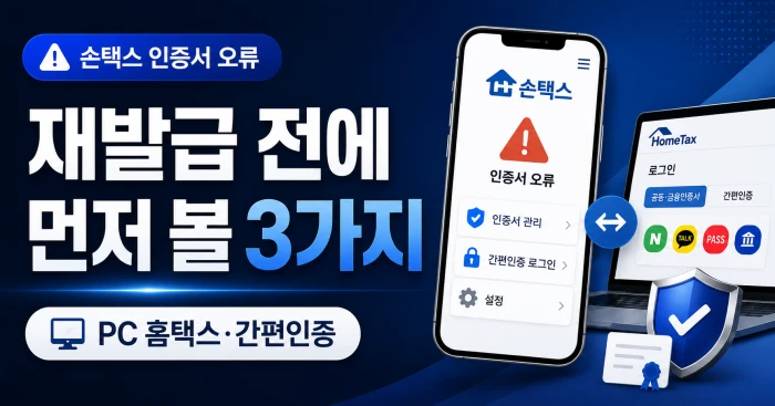 손택스 인증서 오류 발생 시 재발급 전 확인할 세 가지 방법