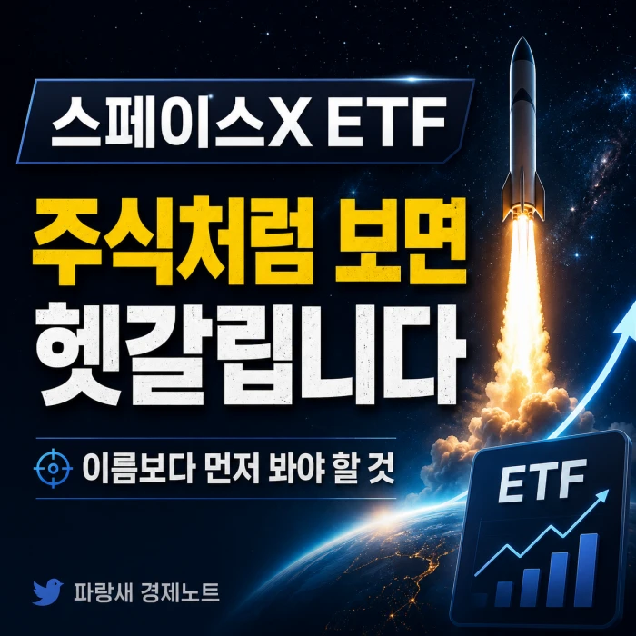 스페이스X ETF를 스페이스X 주식처럼 보면 헷갈릴 수 있다는 내용을 담은 우주산업 ETF 대표 이미지