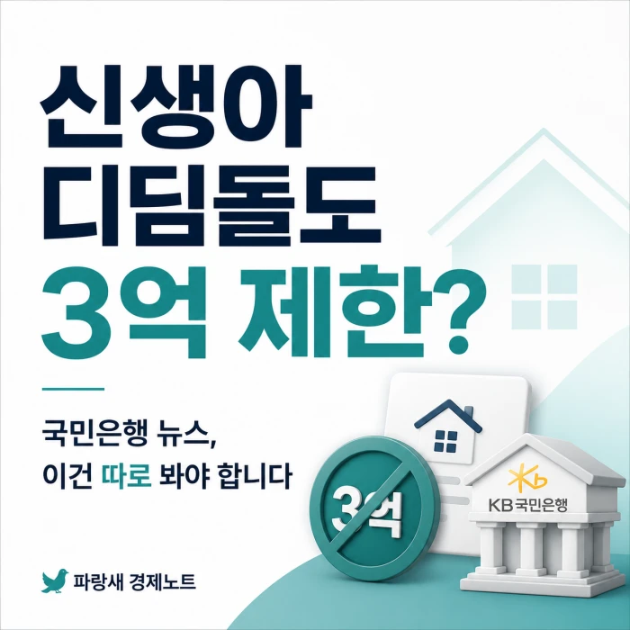 국민은행 주담대 3억 제한과 신생아 디딤돌대출 적용 여부를 설명한 이미지