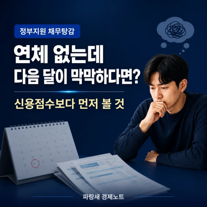 정부지원 채무탕감과 연체 전 확인사항을 고민하는 직장인