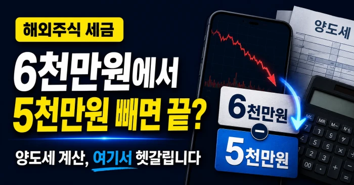 해외주식 양도세 6천만원에서 손실 5천만원을 직접 빼도 되는지 묻는 이미지