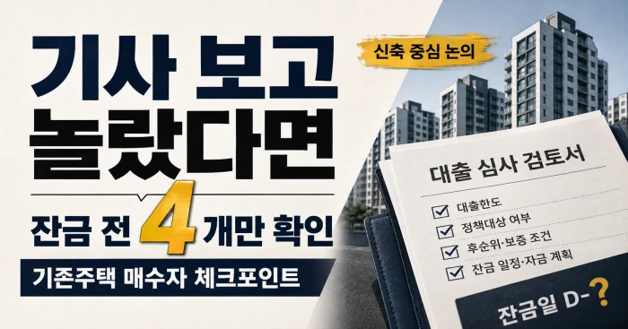 기존주택 잔금대출 확인사항 4가지